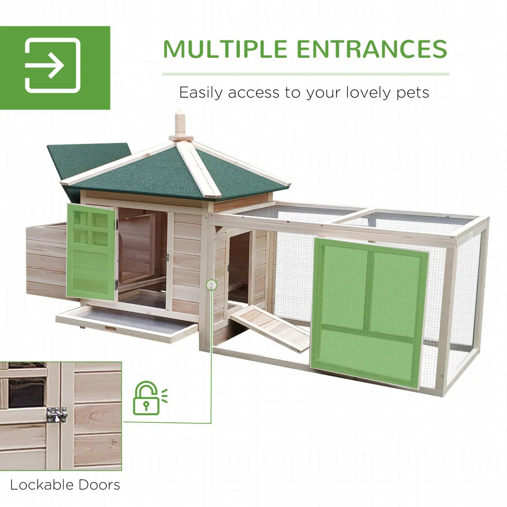 77" Wooden Chicken Coop with Nesting Box