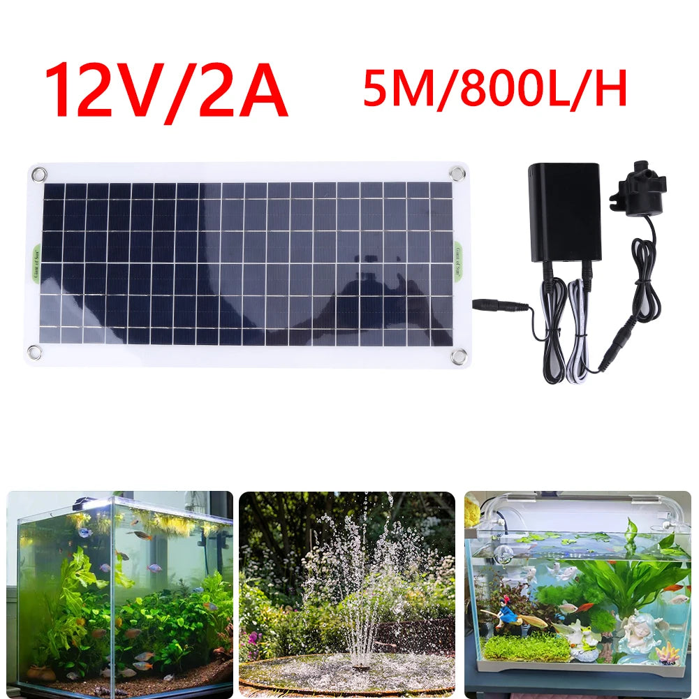30W 800L/H Solar Panel Power Bank Water Pump Set