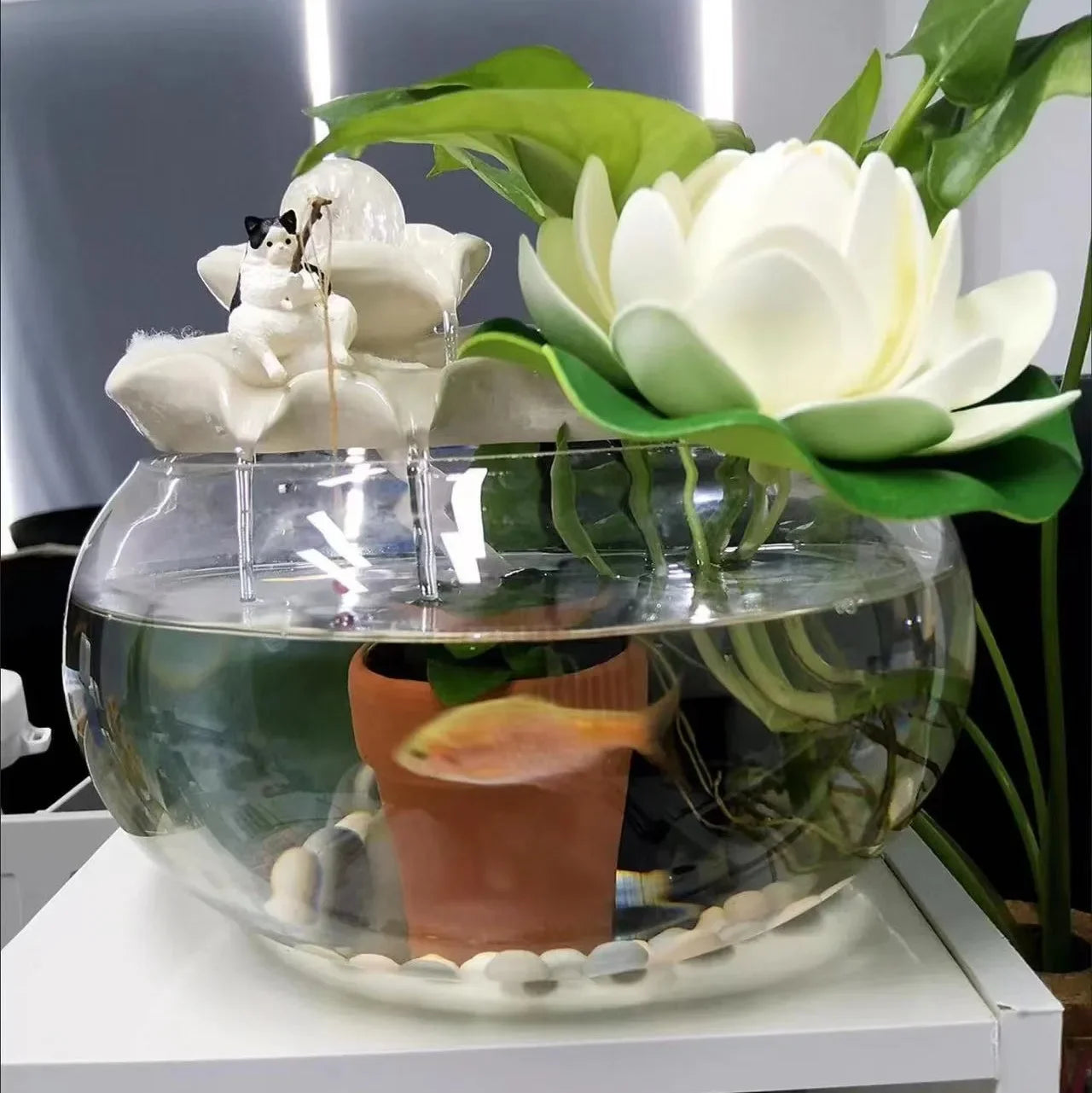 7pcs/set Fishing Cat Aquarium Decoration