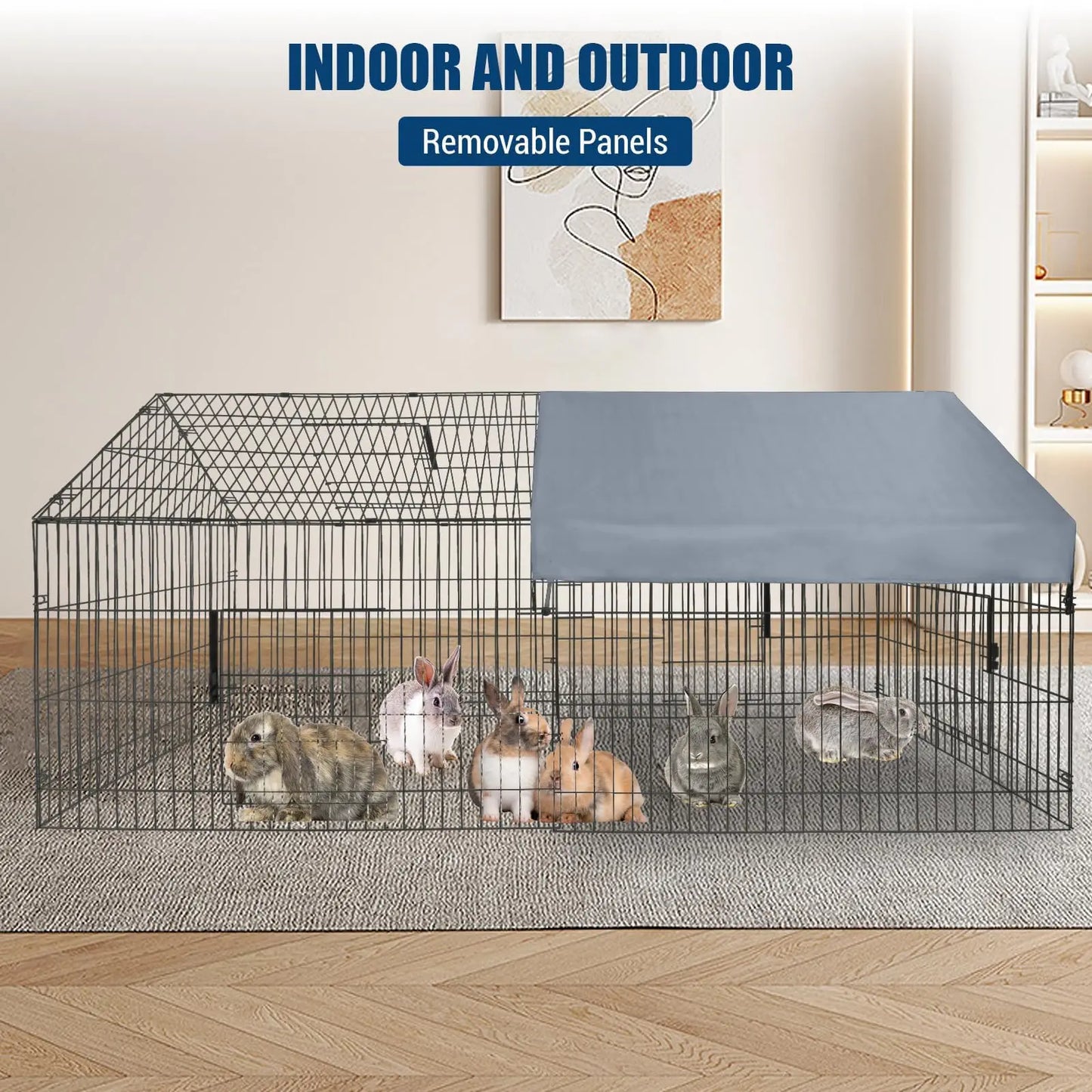 Large Metal Pet Playpen With Waterproof Cover
