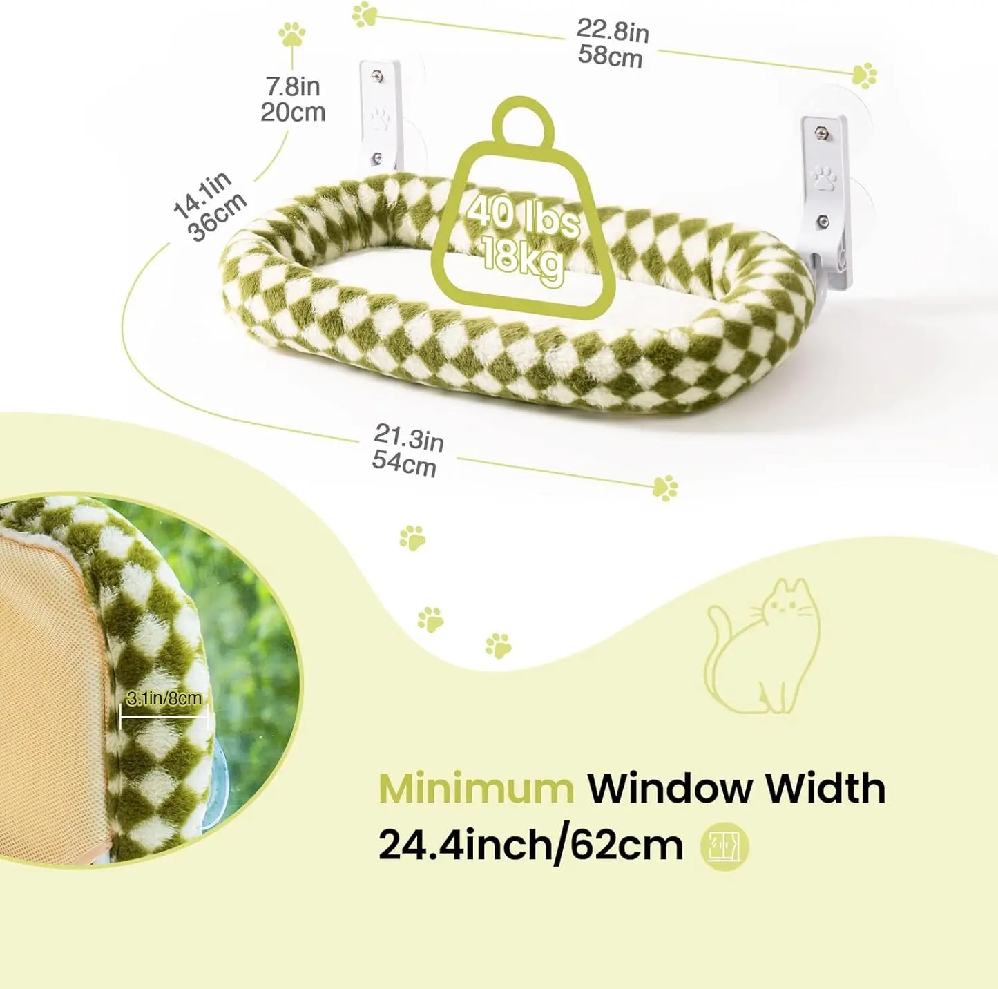 Cat Window Perch with 4 Strong Suction Cups